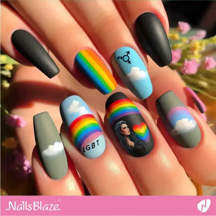 Rainbow and Clouds LGBT Nails | Pride | LGBTQIA2S+ Nails - NB2062